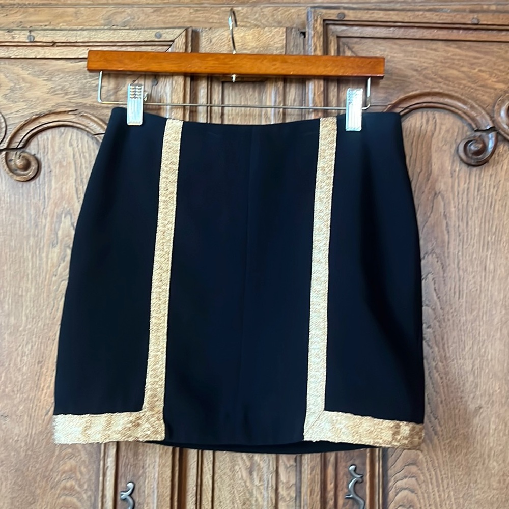 rag & bone Black Mini Skirt with Gold Trim